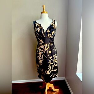 London Times Black and Tan Sheath Dress